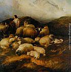 Thomas Sidney Cooper Peasants and Sheep painting